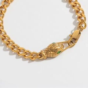 Serpenti Snake Green Eyes Gold Stainless Steel Serpenti Bracelet